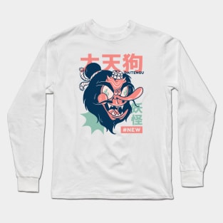 Retro Japanese Daitengu Yokai Illustration | Japanese Folklore Creatures Long Sleeve T-Shirt